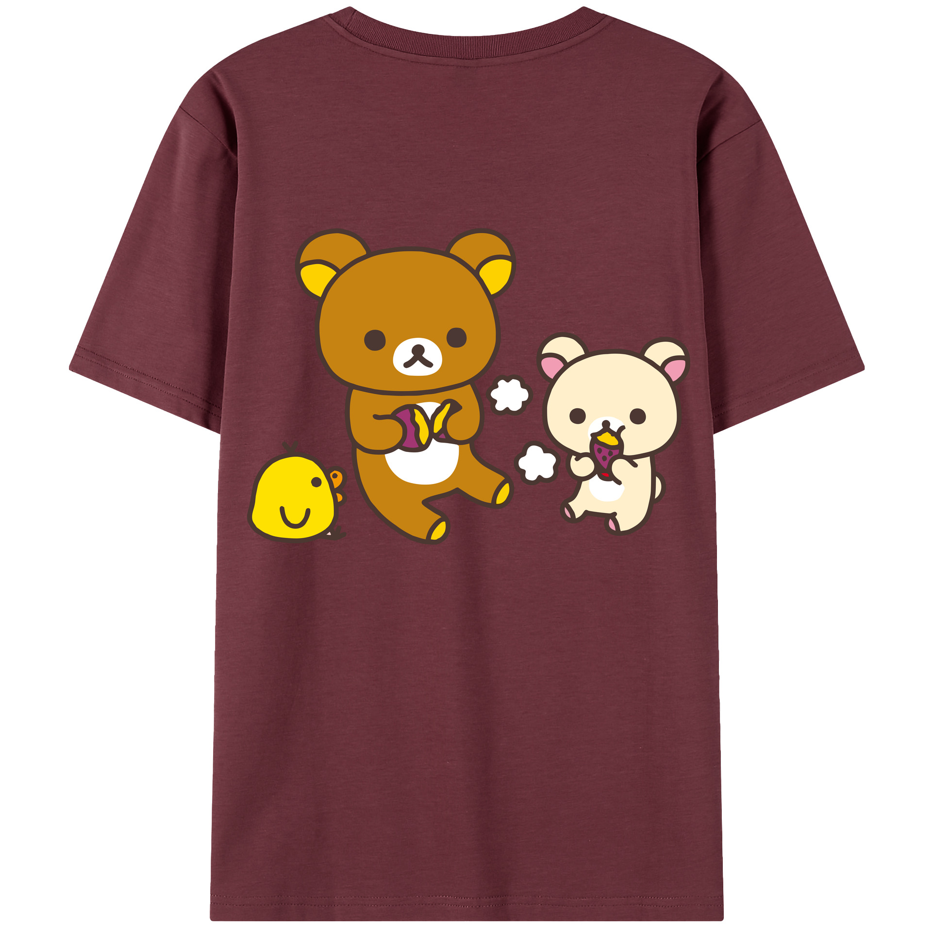 （画像用） リラックマ リラックマ キイロイトリ Rilakkuma Korilakkuma Kiiroitori 綿100％半袖Tシャツ（背面プリント）